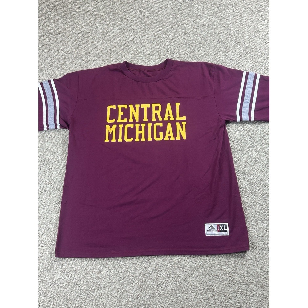 Central Michigan University Chippewas Long Sleeve Rugby Shirt Size XL Burgundy